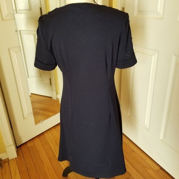 NAVY BLUE FIT N FLARE DRESS - Picture 3 of 6